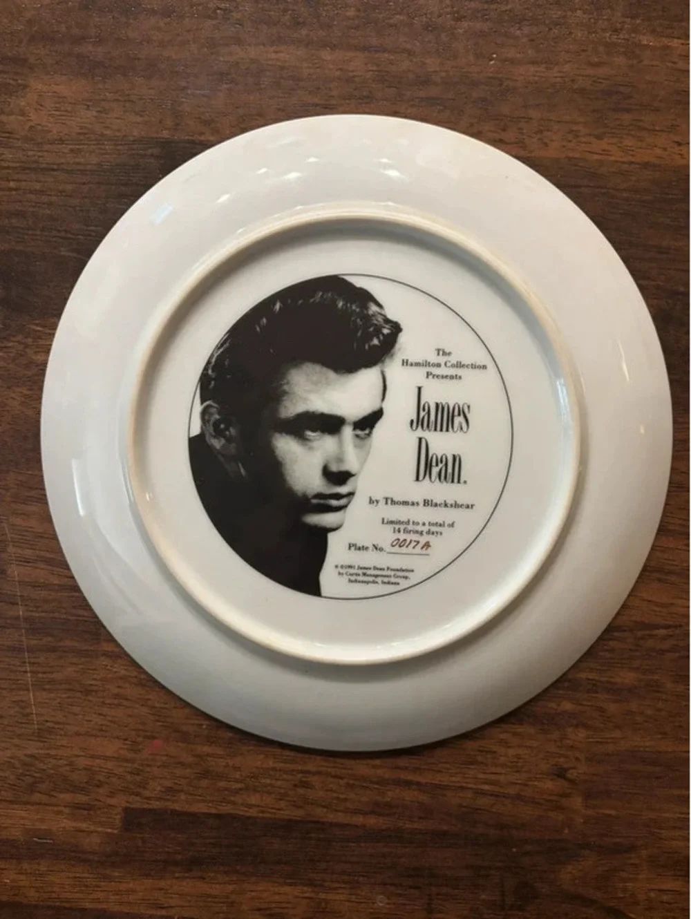 Vintage James Dean Hamilton Collection Collector Plate Thomas Blackshear #0017A